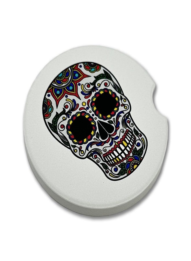 Elektroplate مجموعة إليكتروبليت ميتال هيد، قواعد أكواب سيراميك ملونة بتصميم جمجمة سكرية، مستوحاة من يوم الموتى (قطر 2.6 بوصة) | مناسبة لجميع أنواع السيارات والشاحنات وسيارات الدفع الرباعي وغيرها | ماصة للماء، مانعة للانزلاق، متينة | طقم من قطعتين - Image 5